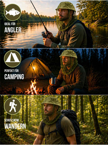 Normani Outdoor Sports Moskitokopfnetz mit Metallring Mozzie in Oliv