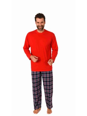 NORMANN langarm Schlafanzug Pyjama karierte Flanell Hose in rot