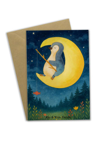 Mr. & Mrs. Panda babykarte Pinguin Mond Design ohne Spruch in Weiß