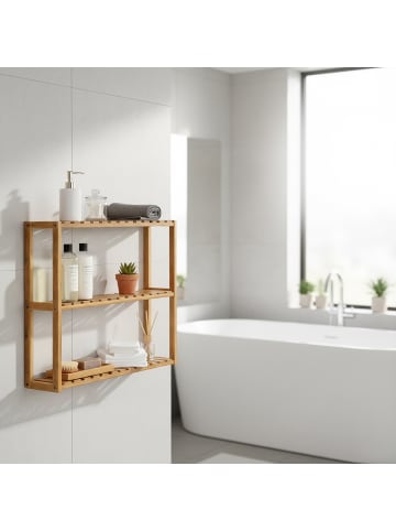 relaxdays Wandregal in Natur – (B)60 x (H)54 x (T)15 cm