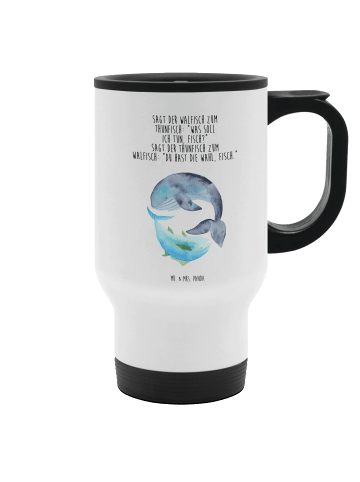 Mr. & Mrs. Panda Kaffeebecher Walfisch Thunfisch mit Spruch in Weiß