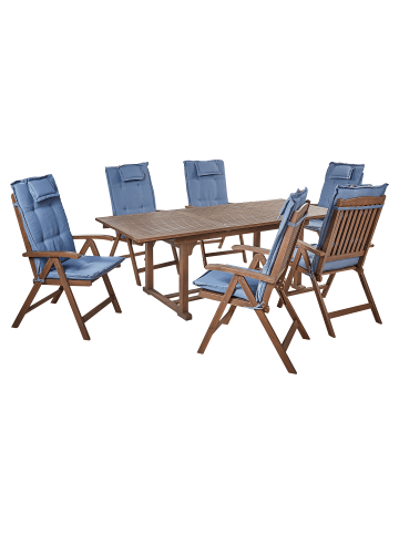 Beliani 13-tlg Gartentisch Set AMANTEA in Braun/Blau
