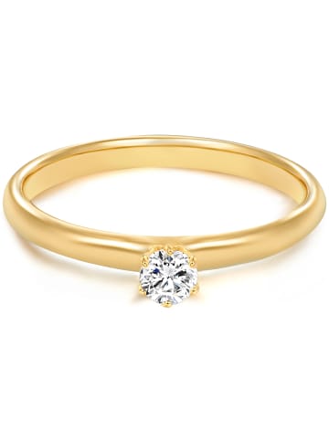 Trilani Ring Sterling Silber gelbgold Zirkonia weiß in gelbgold