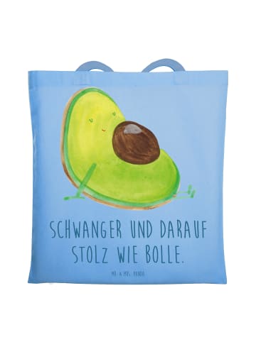Mr. & Mrs. Panda Schultertasche Avocado Schwangerschaft mit Spruch in Sky Blue