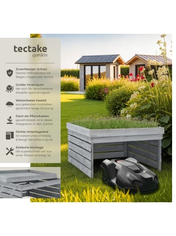 tectake Rasenroboter-Unterstand, 84 x 78 x 46 cm, gebeizte Kiefernlatten