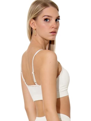 Yenita® Bustier mit Spitze Ribbed Collection in Weiss