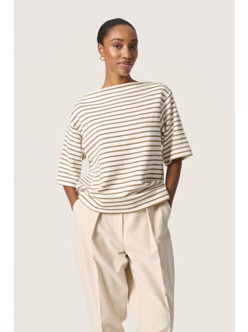 Soaked in Luxury Sweatshirt SLIngina Baggy fit in White and Elm Stripe