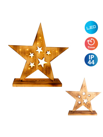 näve LED Weihnachtsartikel "HOLZSTERN" in natur - (L)49 cm x (B)1.8 cm x (H)49 cm