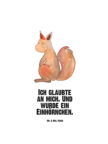 Mr. & Mrs. Panda Feldflasche Einhorn Glauben mit Spruch in Weiß