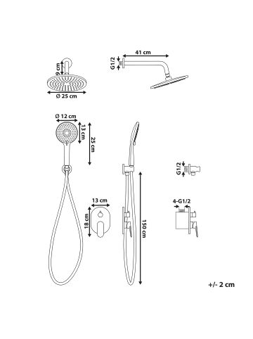 Beliani 2-set Wannenarmaturen TINGUIRIRICA in Silber
