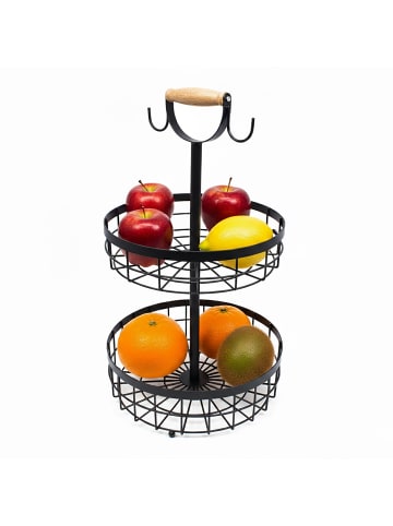 relaxdays Obstkorb Etagere in Schwarz - 2 Etagen