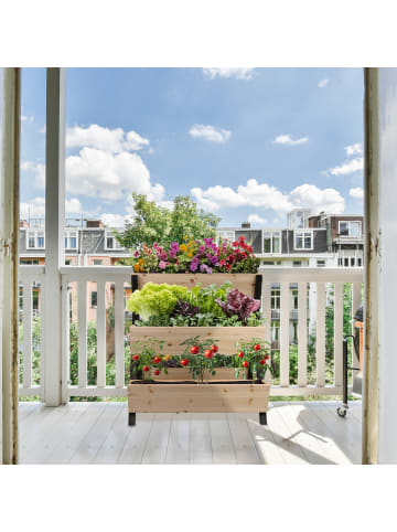 relaxdays Vertikalbeet in Natur/ Schwarz - (B)75 x (H)82 x (T)90 cm