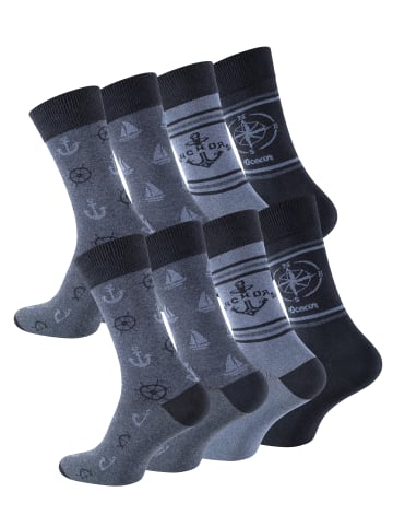 Cotton Prime® 8 Paar Baumwoll-Socken MARITIM in Blautöne