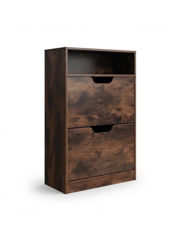 relaxdays Schuhschrank "Industrial" in Dunkelbraun - (B)60 x (H)102 x (T)24 cm