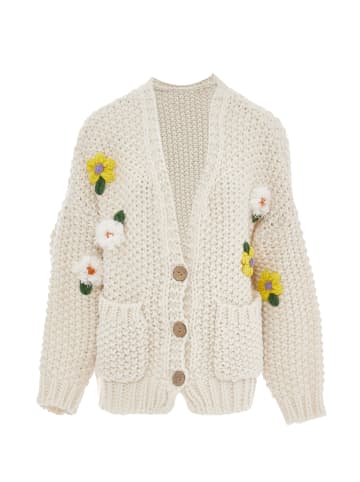 ebeeza Damen Strickjacke in Wollweiss