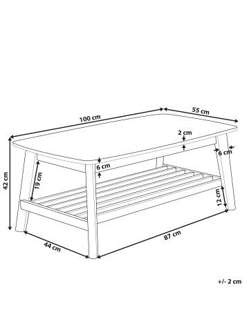 Beliani Couchtisch TULARE in Braun - (W) 55 x (H) 42 x (L) 100 cm