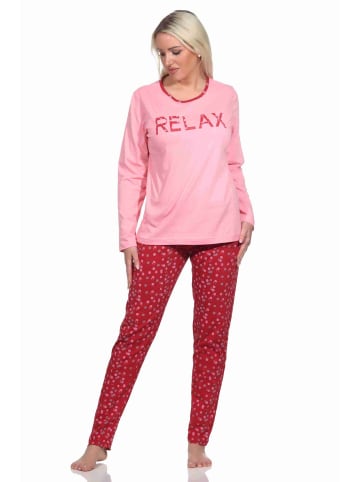 NORMANN Pyjama Schlafanzug lang Tupfen - 77398 in rose