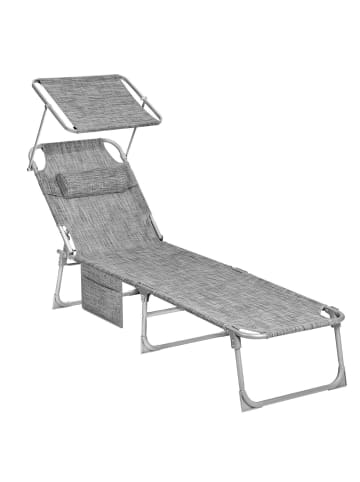 SONGMICS Gartenliege Sandy in Grau - (B)53 x (H)29 x (T)193 cm