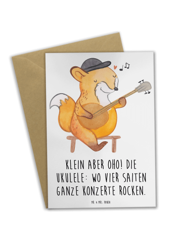 Mr. & Mrs. Panda Grußkarte Ukulele Magie mit Spruch in Weiß