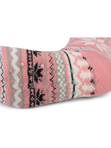 styleBREAKER ABS Kuschelsocken mit Norweger Muster in Altrose