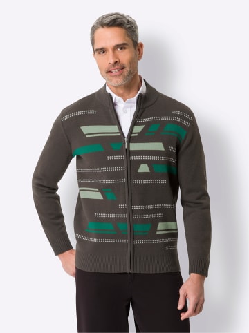 Sieh an! Strickjacke in graphit-gemustert