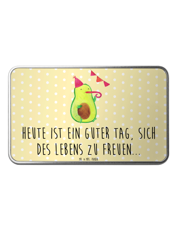 Mr. & Mrs. Panda Geschenkbox Avocado Party mit Spruch in Gelb Pastell
