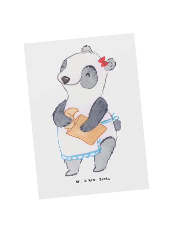Mr. & Mrs. Panda Postkarte Bäckereifachverkäuferin Herz ohne Spruch in Weiß