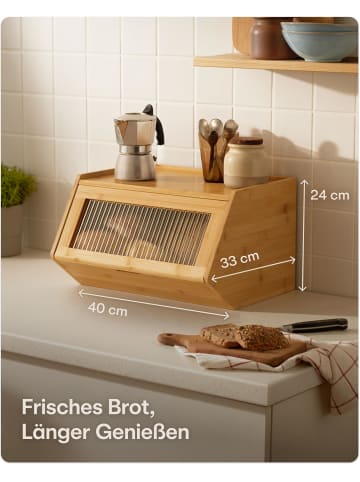 Praknu Brotkasten Holz Brotbox mit Ablagefläche - Brot Aufbewahrungsbox Groß