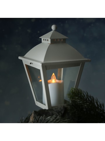 MARELIDA LED Grabkerze Grablicht mit Lichtsensor flackernd H: 9,5cm in weiß