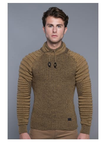 CARISMA Strickpullover Strick-Pullover mit Schalkragen und gerippten Ärmeln in Camel