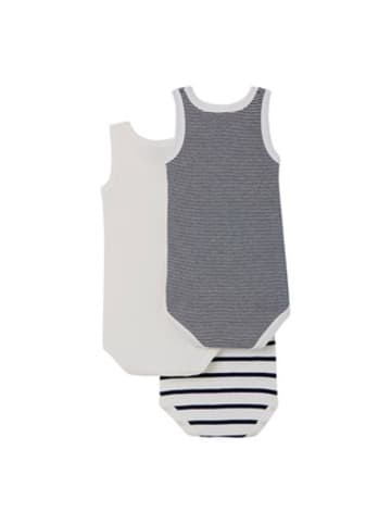 PETIT BATEAU 3er-Pack Bodys ohne Arm Uni Ringel in Mehrfarbig