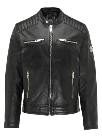 Carlo Colucci Lederjacke Cofini in Schwarz