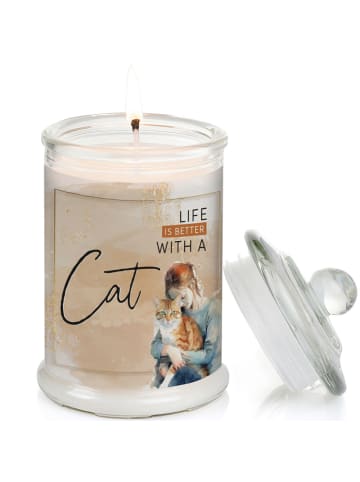 Himmelsflüsterer  Cat - Vanille Duftkerze im Glas - Farbe: Weiß
