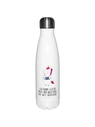 Mr. & Mrs. Panda Isolierflasche Einhorn Fotograf mit Spruch in Weiß