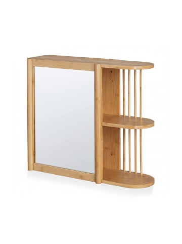 relaxdays Wandregal mit Spiegel in Natur - (B)62 x (H)53 x (T)20 cm