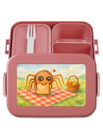 Mr. & Mrs. Panda Brotdose Spinne Agathe Sandwich Design ohne Spruch in Rot Pastell