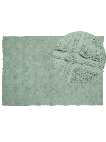 Beliani Kurzflor HATAY in Grün - (W) 140 x (H) 1.4 x (L) 200 cm