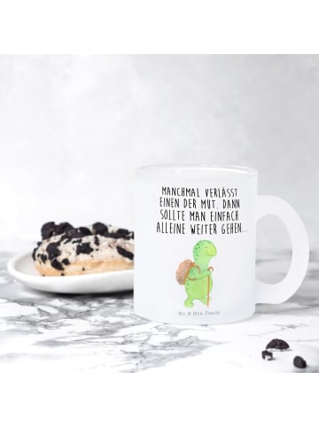 Mr. & Mrs. Panda tasse glas Schildkröte Wanderer mit Spruch in Transparent