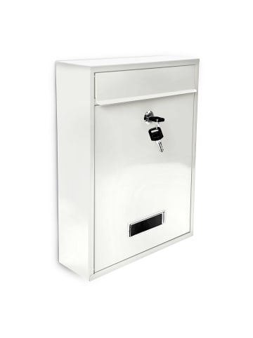 relaxdays Briefkasten in Weiß - (B)35 x (H)26,5 x (T)8,5 cm