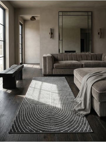 KADIMA DESIGN Outdoor-Teppich Geometrisch pflegeleicht Balkon Terrasse Outdoor in Anthrazit