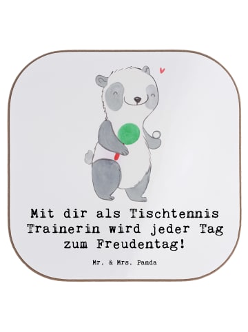 Mr. & Mrs. Panda Flaschenuntersetzer Tischtennis Trainerin Freud... in Weiß
