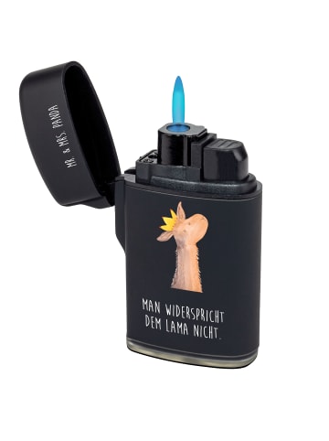 Mr. & Mrs. Panda sturmfeuerzeug Lamakopf König mit Spruch in Schwarz