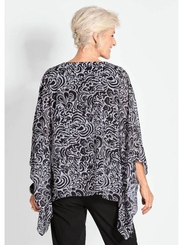 GOLDNER Tunikbluse mit Chiffon-Überwurf, Print in schwarz / weiß / gemustert