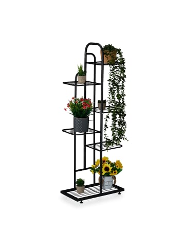 relaxdays Blumenregal in Schwarz - (B)44 x (H)109,5 x (T)22 cm