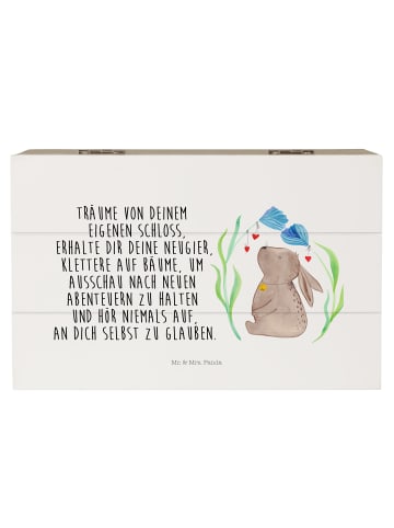 Mr. & Mrs. Panda holzschatulle Hase Blume mit Spruch in Weiß