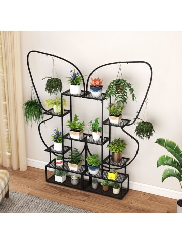 COSTWAY 6-stufiger Metall Pflanzenständer in Schwarz
