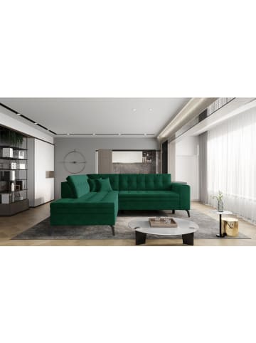 MF Design Lenny Recamiere Links in Smaragd -  (L) 210 x (B) 260 x (H) 93 cm