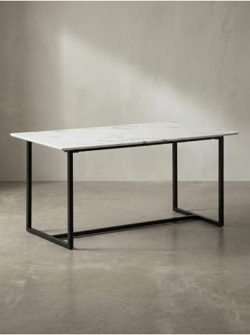 KADIMA DESIGN Esszimmertisch 160x80x76 cm Küchentisch in Marmor-Optik Modern, in Weiß