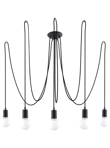 Nice Lamps Hängleuchte SPIDER 5 in Schwarz mit langem PVC-geflochtenes Kabel E27 NICE LAMPS