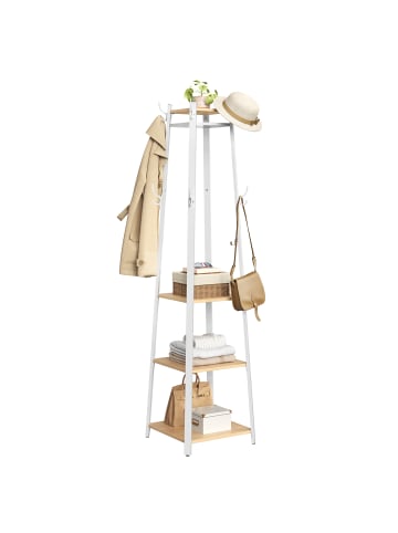 VASAGLE Garderobenständer Barnet in Eichenfarben-Weiß - (B)43 x (H)180 x (T)43 cm